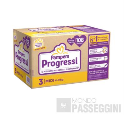 PAMPERS QUADRIPACK PROGRESSI MIDI 108 PEZZI